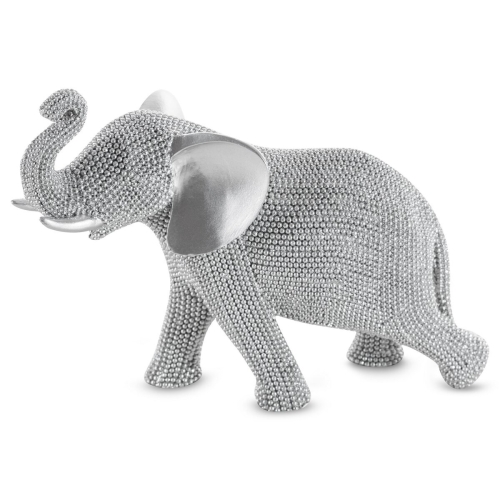 Figurka z żywicy poliestrowej Słoń 24 x 12 x 19 cm srebrna   