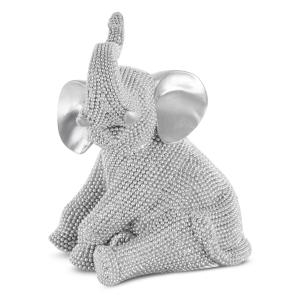 Figurka z żywicy poliestrowej Słoń 14 x 12 x 18 cm srebrna   