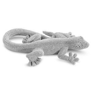 Figurka z żywicy poliestrowej salamandra 19 x 10 x 4 cm srebrna    