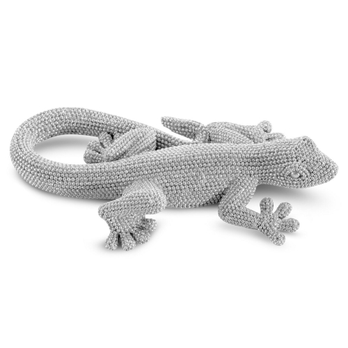 Figurka z żywicy poliestrowej salamandra 19 x 10 x 4 cm srebrna    