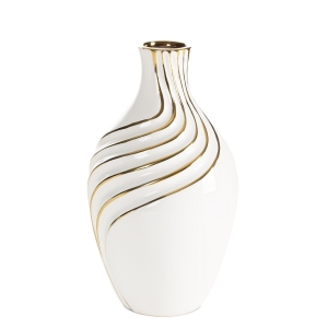 Wazon Dekoracyjny ESTELA 14 x 14 x 25 cm biały + złoty