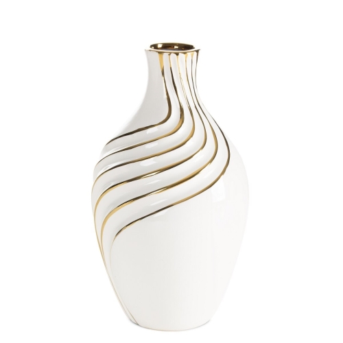 Wazon Dekoracyjny ESTELA 14 x 14 x 25 cm biały + złoty