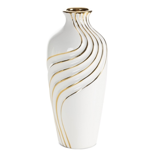 Wazon Dekoracyjny ESTELA 15 x 15 x 33 cm biały + złoty