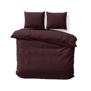 Pościel Satynowa 160x200 Gładka w Pasy Premium Burgund Wino