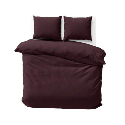 Pościel Satynowa 160x200 Gładka w Pasy Premium Burgund Wino