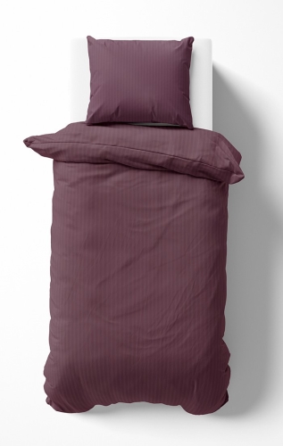 Pościel Satynowa 140x200 Gładka w Pasy Premium Róż Antyczny