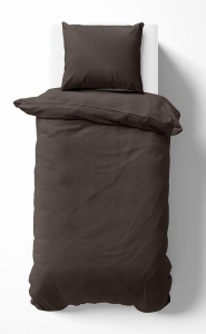 Pościel Satynowa 140x200 Gładka w Pasy Premium Ciemny Brąz Mocha