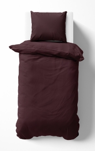 Pościel Satynowa 140x200 Gładka w Pasy Premium Burgund Wino