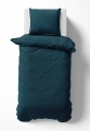 Pościel Satynowa 140x200 Gładka w Pasy Premium Turkus