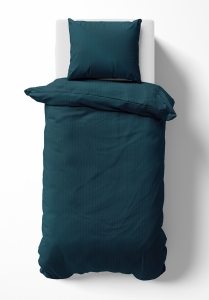 Pościel Satynowa 140x200 Gładka w Pasy Premium Turkus