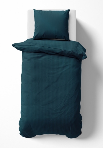 Pościel Satynowa 140x200 Gładka w Pasy Premium Turkus