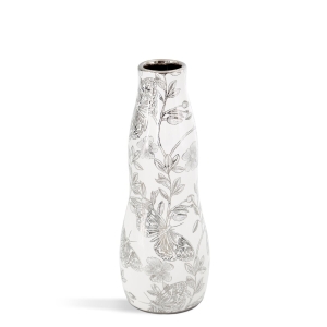 Wazon Dekoracyjny RITA 9 x 25cm biały + srebrny 