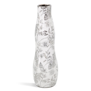 Wazon Dekoracyjny RITA 11 x 35cm biały + srebrny
