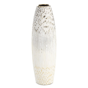 Wazon Dekoracyjny ANDREA 15 x 15 x 50cm biały + złoty