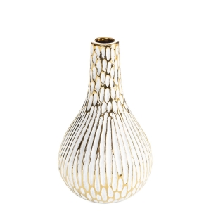 Wazon Dekoracyjny ANDREA 12 x 12 x 20cm biały + złoty