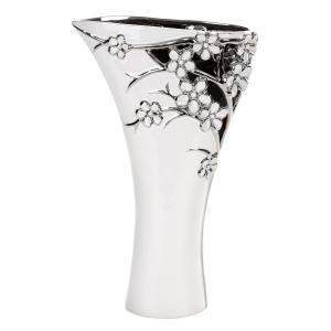 Wazon Dekoracyjny KARIN 24 x 10 x 39cm biały + srebrny