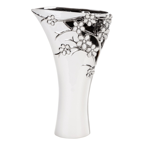 Wazon Dekoracyjny KARIN 24 x 10 x 39cm biały + srebrny