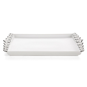 Patera Dekoracyjna ARIANA 39 X 22 X 3 cm biały + srebrny