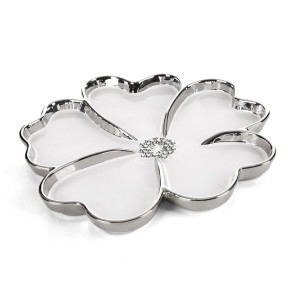 Patera Dekoracyjna NEFRE 33 x 33 x 3 cm biały + srebrny