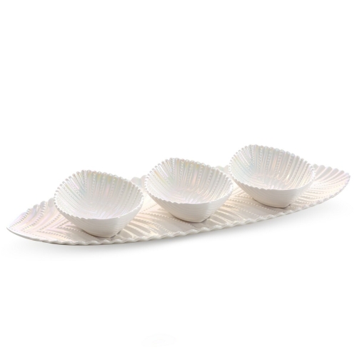 Patera Dekoracyjna NELA 17 x 48 x 6.5cm perłowy