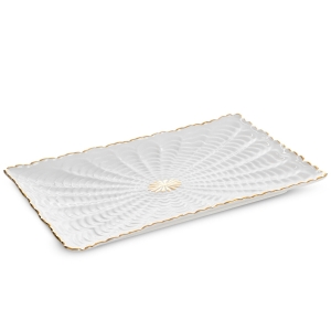 Patera Dekoracyjna GAYA 26 x 17 x 2cm kremowy + złoty