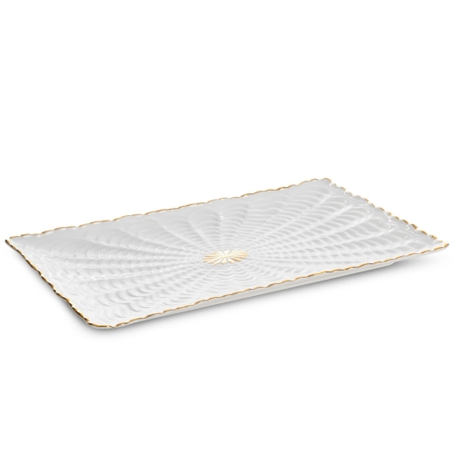 Patera Dekoracyjna GAYA 32 x 19 x 3cm kremowy + złoty