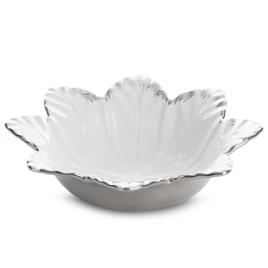 Misa Dekoracyjna NIRA 28 x 28 x 8cm biały + srebrny