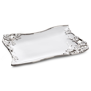 Patera Dekoracyjna KARIN 36 x 26 x 4cm biały + srebrny  