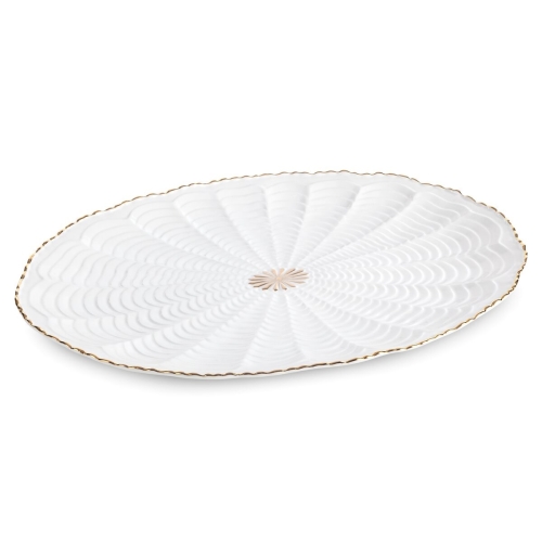 Patera Dekoracyjna GAYA 41 x 28 x 3cm kremowy + złoty 