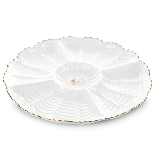 Patera Dekoracyjna GAYA 28 x 28 x 3cm kremowy + złoty  
