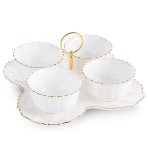 Misa Dekoracyjna GAYA 24 x 24 x 7cm kremowy + złoty