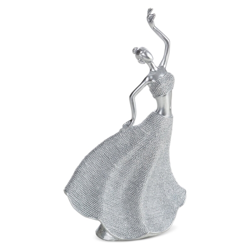 Figurka z żywicy poliestrowej Tancerka 13 x 7 x 26 cm srebrna   