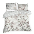 Pościel z Makosatyny bawełnianej 160x200 Rosalia Kwiaty biała/pudrowa Premium   