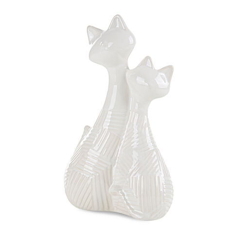 Figurka z glinki ceramicznej Koty 19 x 10 x 29 cm kremowa