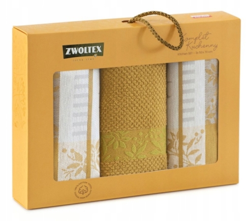 Zestaw 3szt ścierek kuchennych 50x70 Jarzębina Zwoltex żółty bawełna  