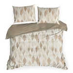 Pościel 160x200 Satynowa Mikrofibra Dafne Kwiaty biały/brązowy