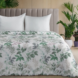 Narzuta dekoracyjna 220x240 Amanda Kwiaty zielone na białym 