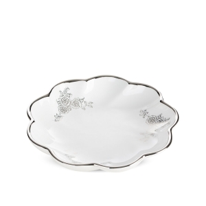 Patera Dekoracyjna ELSA 20 x 4cm biały + srebrny  
