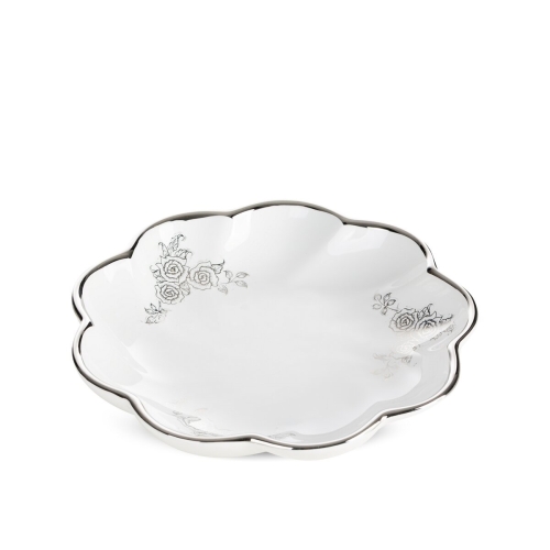 Patera Dekoracyjna ELSA 20 x 4cm biały + srebrny  