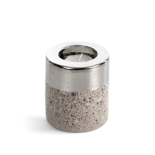 Świecznik Laila 8 x 8 x 9 cm srebrny z glinki ceramicznej