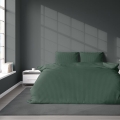 Pościel Satynowa 220x200 Gładka w Pasy Premium zielony 