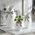 Wazon Dekoracyjny AKIRA 14 x 14 x 19cm biały + srebrny