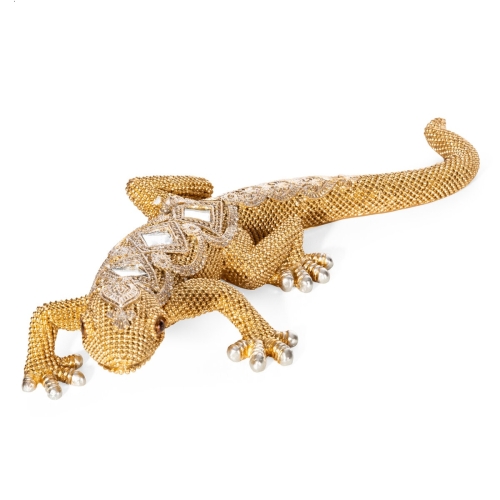 Figurka z żywicy poliestrowej Salamandra 25 x 11 x 5 cm złota 