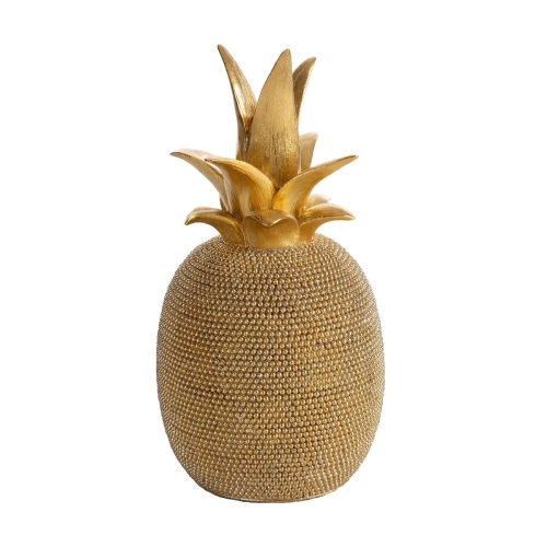 Figurka z żywicy poliestrowej Ananas 11 x 11 x 22 cm złota 