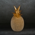 Figurka z żywicy poliestrowej Ananas 11 x 11 x 22 cm złota 