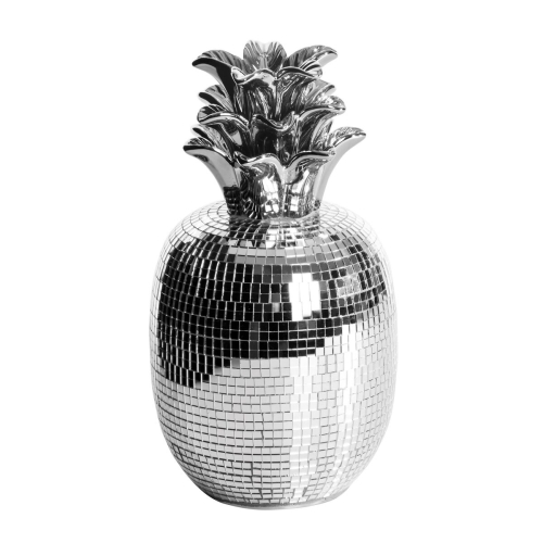 Figurka z glinki ceramicznej Ananas 11 x 11 x 16 cm srebrna