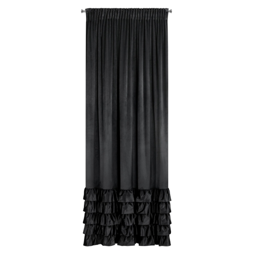 Zasłona gotowa na taśmie DANI 140x270 czarna z falbaną 