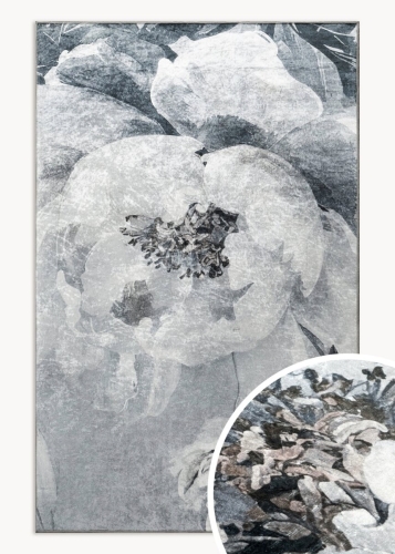 Dywan 50x80 Lotus Kwiaty jasnoszary/srebrny nowoczesny  