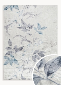 Dywan 160x220 Lotus Kwiaty kremowy/niebieski nowoczesny