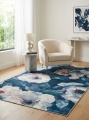 Dywan 50x80 Lotus Kwiaty ciemnoniebieski/pudrowy nowoczesny  